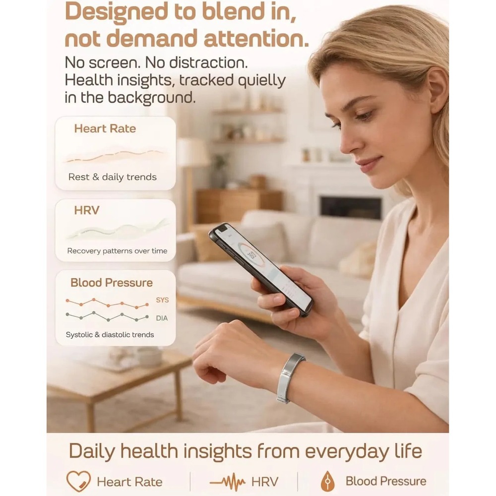 FITVII Screenless Activity Tracker Heart Rate & Sleep Monitor Silver Android iOS - Picture 3 of 5